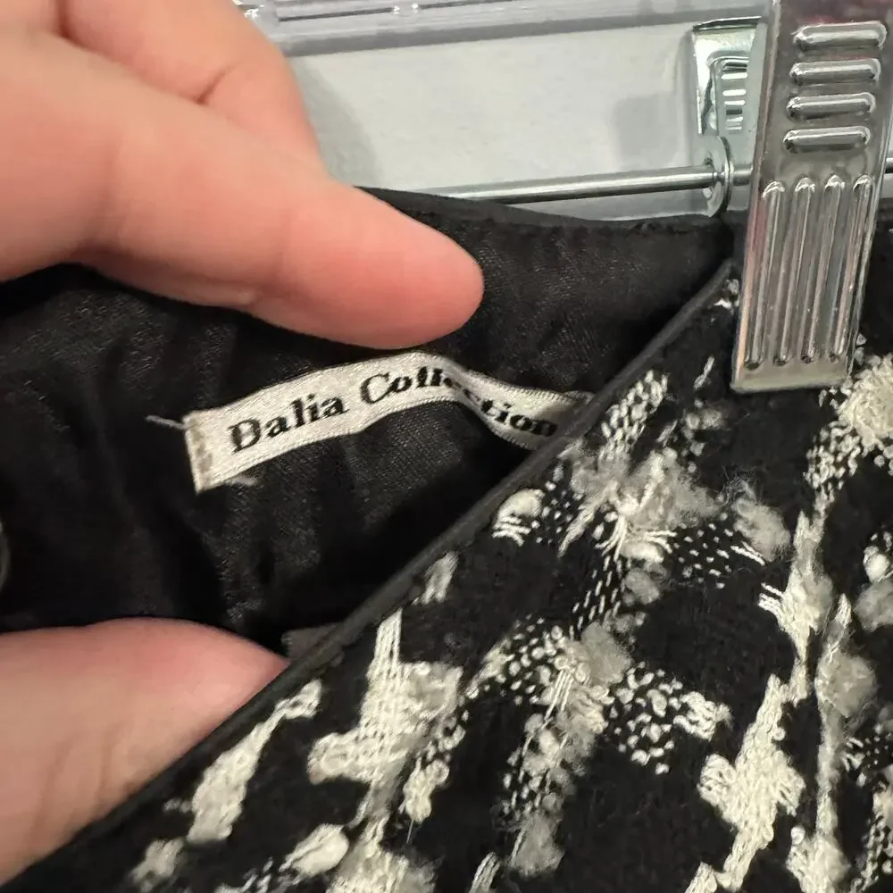 NWT Dalia Collection Wool Blend Short Pencil Skirt Size 8 Black & White Tweed - Picture 5 of 9